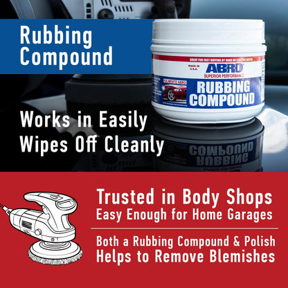 ABRO Polishing Compound 10 oz — Fine Cut Car Polish & Scratch Remover for Vehicles, Oxidized Paint, Swirl Marks, Scuffs, Dull Finish, Buffing & High-Gloss Auto Detailing