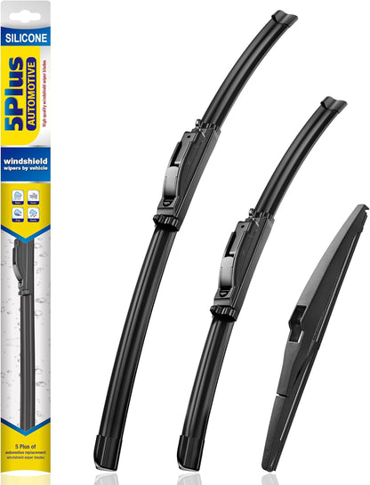 5 PLUS® Silicone Windshield Wipers Replacement for 2007-2014 Ford edge, 2007-2015 Lincoln MKX Wiper Blades(Set of 3),Automotive Replacement Windshield Wiper Blades For My Car-26"/20"/14" - Colors A
