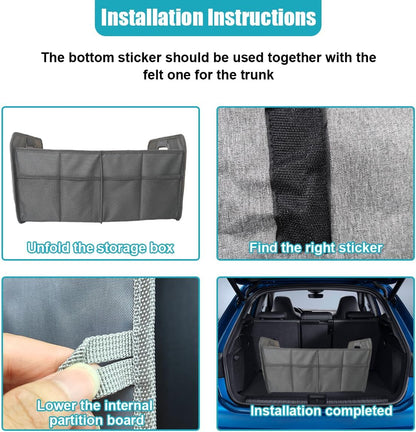 Car Trunk Organizer, Collapsible Multi-Compartment Auto Storage Box with 4 Pockets, Waterproof Oxford Fabric Car Trunk Container Accessories for Sedan SUV Truck (Black)