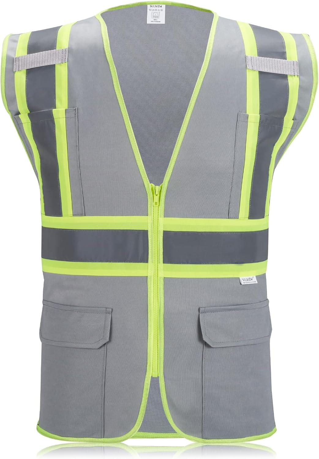 High Visibility Reflective Safety Vest with Zipper and Pockets Orange,M