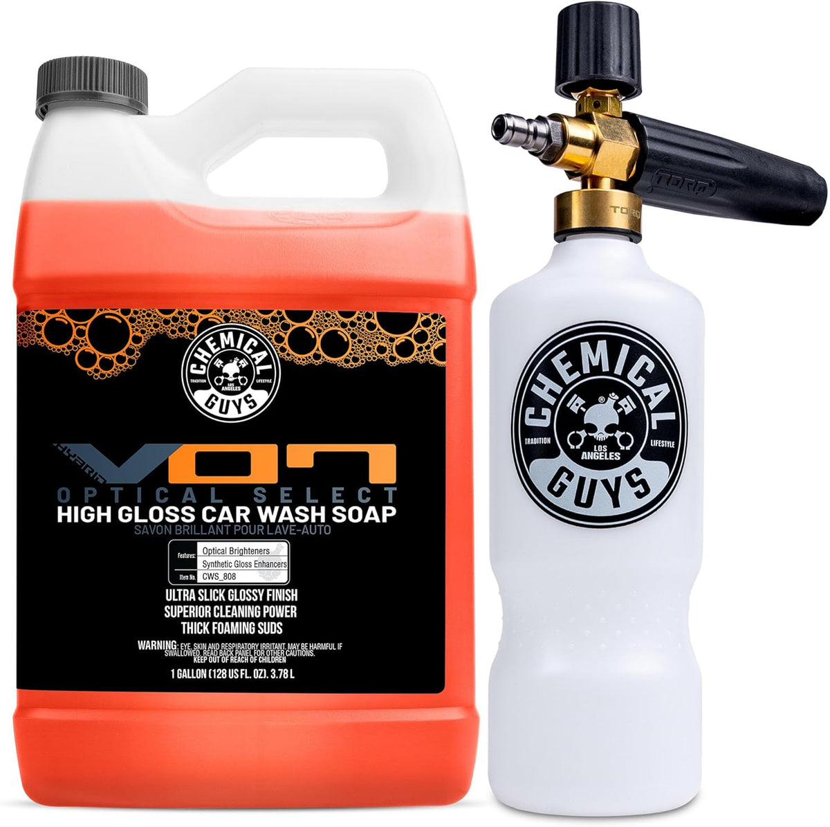 Chemical Guys TORQ Professional Max Foam 8 Cannon and Honeydew Snow Foam Soap Kit - High Foaming Car Wash Cannon with 1 Gallon Concentrated Soap - Safe for Cars, Trucks, SUVs, RVs and More, 128 fl oz