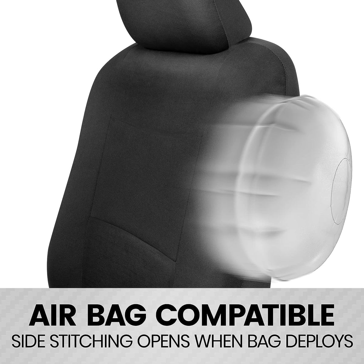 BDK PolyPro Car Seat Covers Full Set in Charcoal on Black – Front and Rear Split Bench for Cars, Easy to Install Cover Set, Accessories Auto Trucks Van SUV