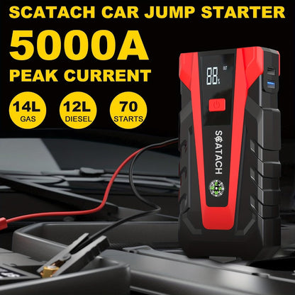 Scatach 3000A Car Battery Jump Starter,12V Jump Starter Battery Pack Portable (up to 9.0L Gasoline and 7.0L Diesel Engine), Jump Box with 3 Modes Flashlight and Jumper Cables