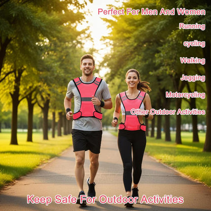 Ptwola Reflective Running Vest High Visibility Running Gear with Large Pocket Night Lightweight Reflective Safety Vest