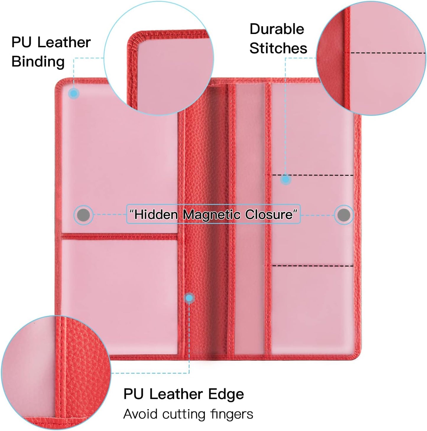 Valardoh Premium Car Registration and Insurance Card Holder, Car Document Holder for Cards, Driver License & other Essential Documents (Pink)