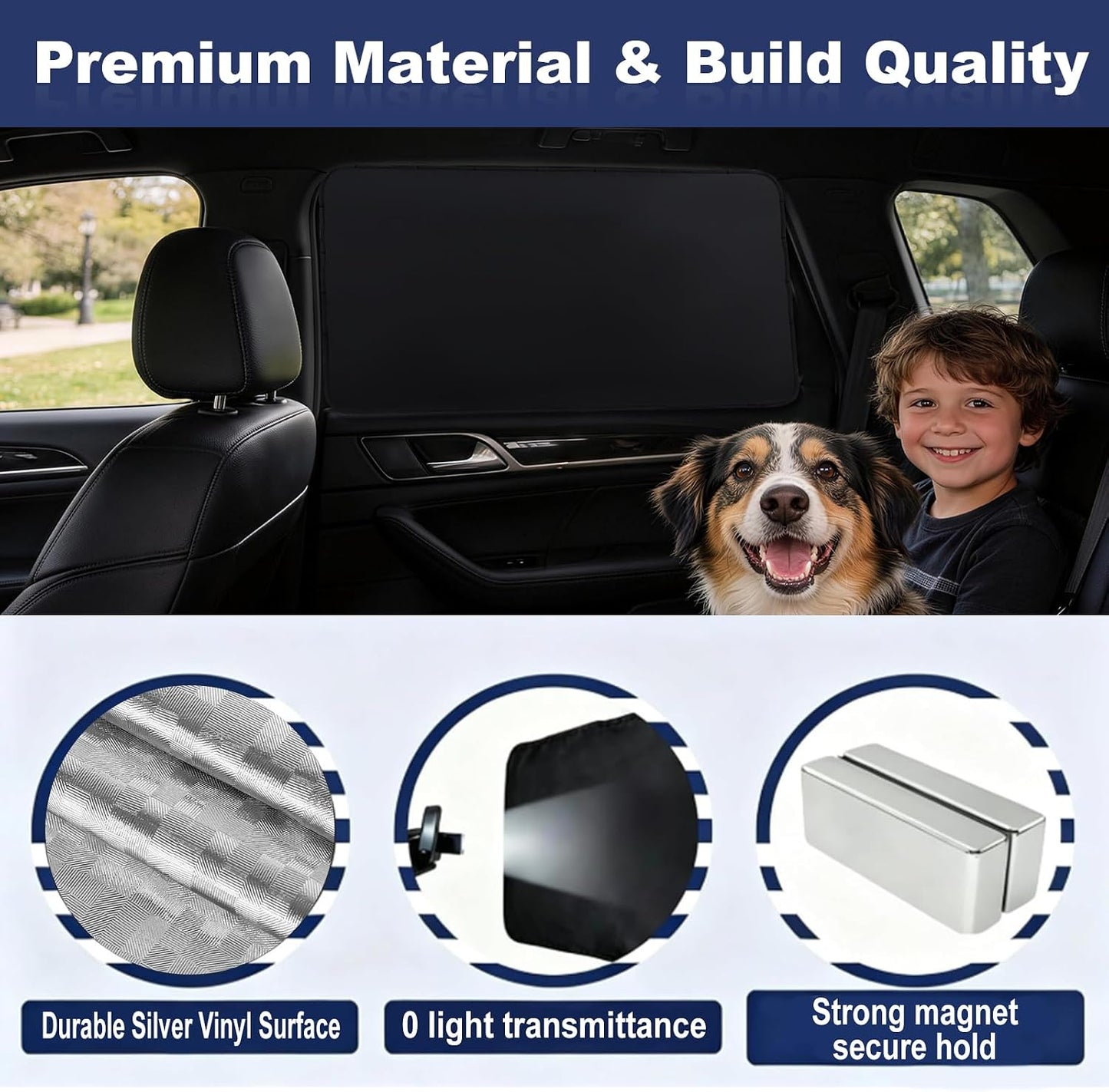 XCBYT Car Window Shades - 4 Pcs Car Privacy Curtains - 100% Block Light Car Window Covers - Magnetic Side Window Sun Shade Keeps Cooler for Breastfeeding, Taking a nap, Changing Clothes, Camping