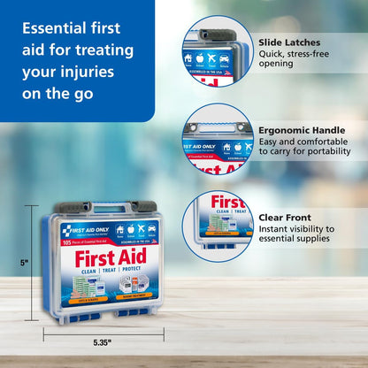 First Aid Only 6060 All-Purpose 10-Person Emergency First Aid Kit for Business, Worksite, Home, and Car, 57 Pieces