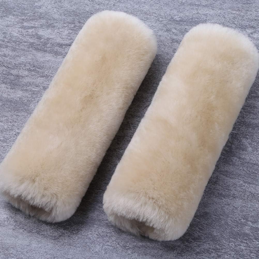 OGLAND Authentic Sheepskin Car Seat Belt Pad,2 Pack Soft Seat Belt Cover for Shoulder Pad Neck Cushion Protector Car Accessories by Genuine Natural Merino Wool (Misty Gray) - Colors A