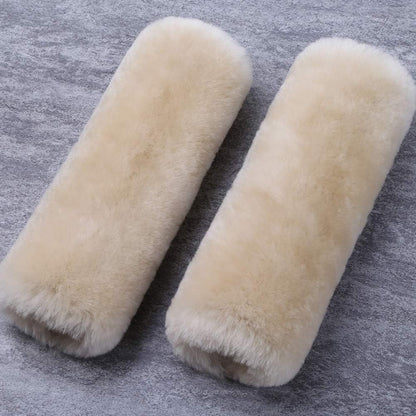 OGLAND Authentic Sheepskin Car Seat Belt Pad,2 Pack Soft Seat Belt Cover for Shoulder Pad Neck Cushion Protector Car Accessories by Genuine Natural Merino Wool (Misty Gray) - Colors A