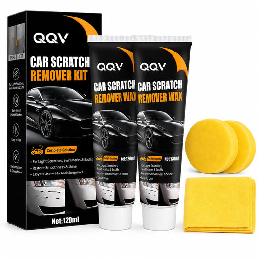 Car Scratch Remover Kit, Car Paint Scratch Repair for Light Scratches Swirl Marks Scuffs, Auto Scratch Remover with Sponge and Towel, Restores Gloss and Shine for All Paint Colors (2Pcs)