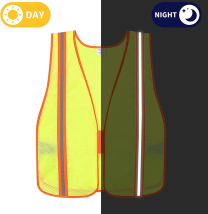 High Visibility Reflective Safety Vest for Men Women Class 2 Hi Vis Mesh Fabric Safety Work Jacket with Elastic Band