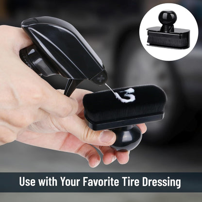BABYSHEEP Car Tire Shine Applicator,Large Vegan Tire Shine Brush - Automotive Tire Dressing Applicator Brush with Storage Stand for Tire Detailing & Car Wash Kit, Black, 3.6 Inch Length (Black)