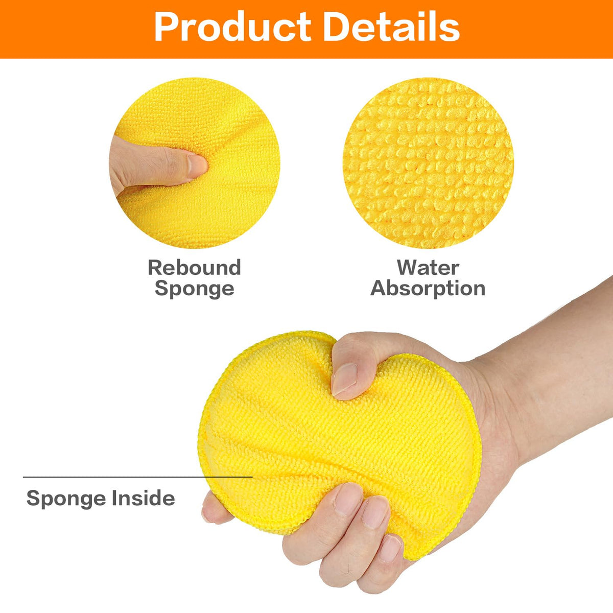 FONAROLL Microfiber Wax Applicator Pads, Car Wax Applicator, Buffing & Detail Polishing Foam Pads for Car Cleaning and Fine Polishing (5" Diameter, 6 Pack)…