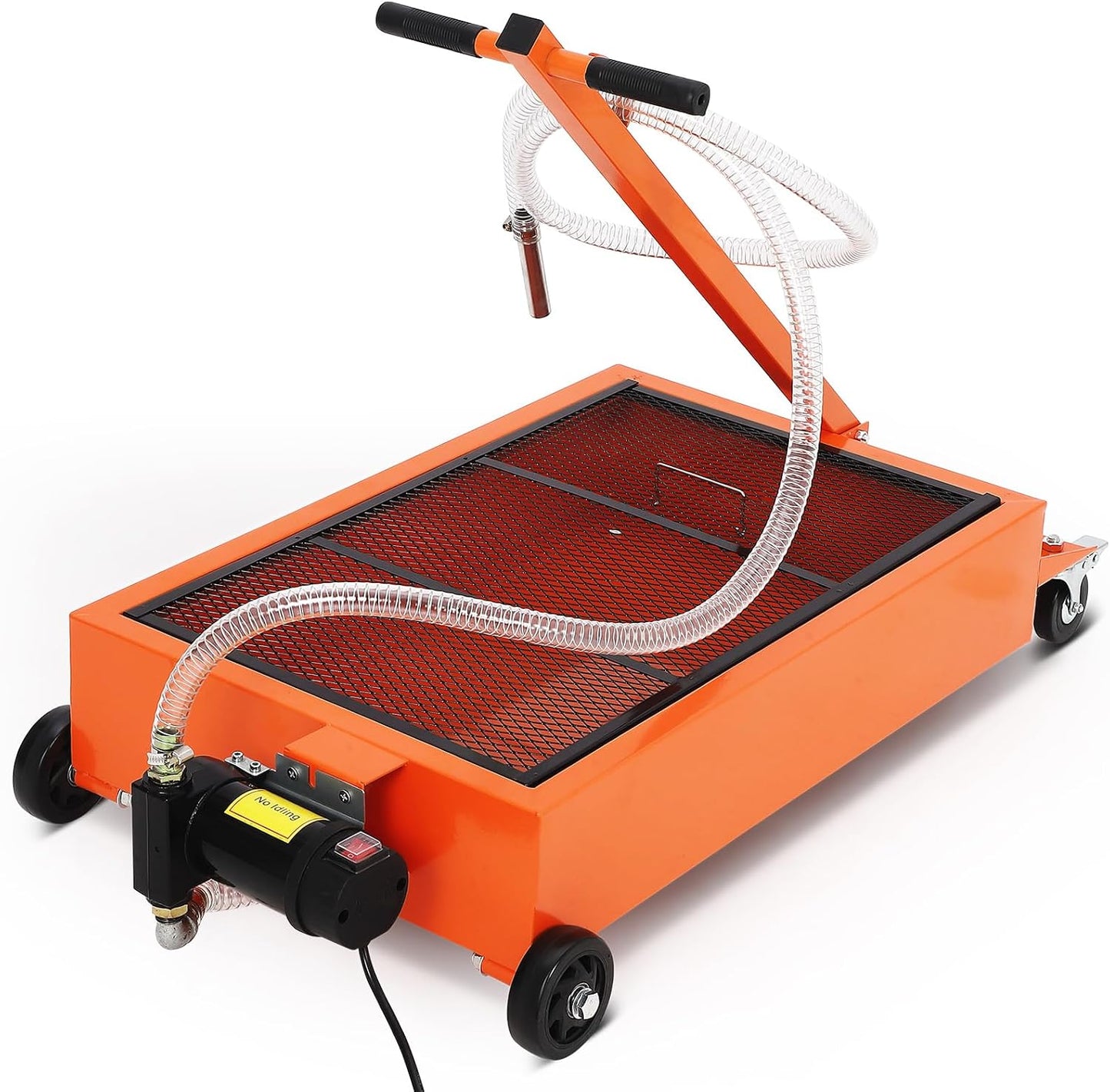 20 Gallon Manual Oil Drain Pan,Low Profile Oil Drain Pan with 110V Electric Pump,76L Oil Change Pan with 8.2ft Hose & Folding Handle, Rolling Oil Drain Cart for Car, SUV, Trucks Oil Draining