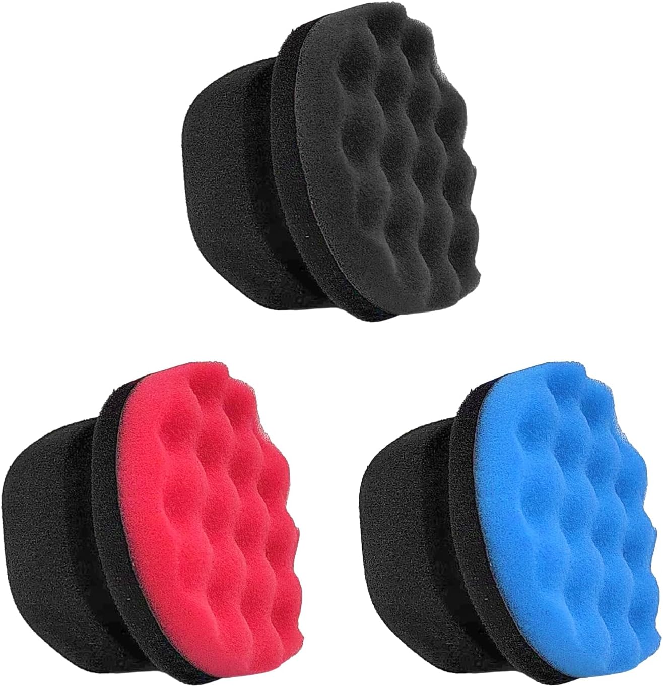 KVAEY 2 PCS Tire Dressing Applicator Pads, Reusable Hex Grip Tire Shine Applicator Polishing Sponge Pads, Wheel Tire Shine Detailing Foam for Most Vehicles, Car Accessories (Black, 3.15")