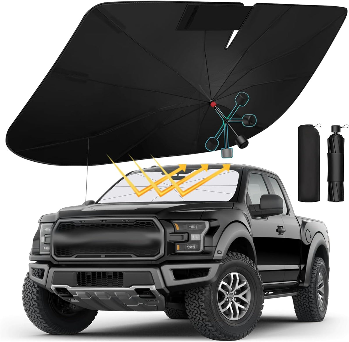 SEPORUD Windshield Sun Shade New American Eagle Flag USA Patriotic Design - Folding Car Front Window Sunshade for Cars SUV Trucks, Max UV Blocking and Keep The Vehicle Cool(64"x33.5")