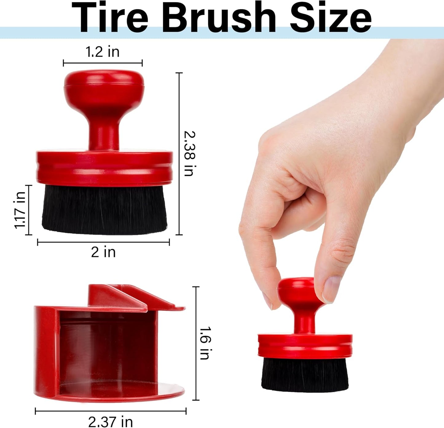 Tire Shine Applicator Brush, Tire Shine Brushes, Tire Dressing Brush Applicator with Seal Cover, Tire Brush for Car Detailing, Tire Gel Applicator, High Density Detail Factory Tire Brush (Black)