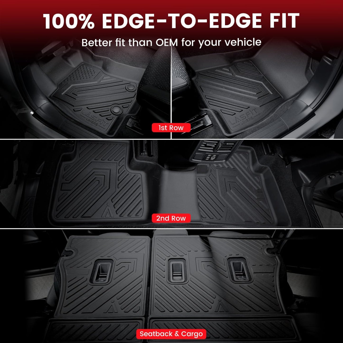 LASFIT Floor Mats Fits for Hyundai Sonata 2020-2026 (Only for FWD & Gas) & Kia K5 2021-2025 (Only for FWD) Custom Fit TPE All Weather Floor Liners Car Mats Accessories, Black
