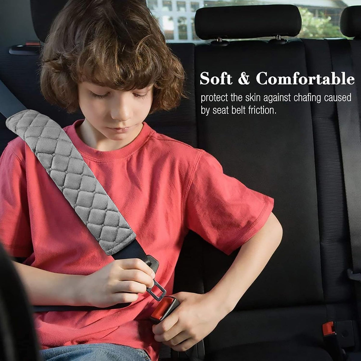 Universal Car Seat Belt Pads Cover,Seat Belt Shoulder Strap Covers Harness Pad for Car/Bag,Soft Comfort Helps Protect You Neck and Shoulder from The Seat Belt Rubbing(2-Pack)