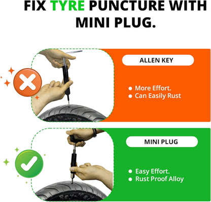 GRAND PITSTOP 20 Pcs Tubeless Tire Puncture Repair Kit with Mushroom Plug for Tyre Punctures and Flats on Cars, Motorcycles, ATV, Trucks & Tractors (15 Mushroom Plugs)