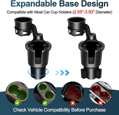 JPart Car Cup Holder Expander, Cup Holder Expander, Cupholder Expander with Adjustable Extension Base and 360° Rotation Design, Fits Mugs, Cups, Large Water Bottles in 2.9"-3.8" (10-46oz), Black