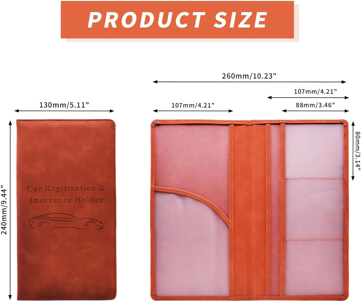 Car Registration and Insurance Card Holder - Vehicle Glove Box Document Organizer - Premium PU Leather Wallet Case - Driver License - Pink