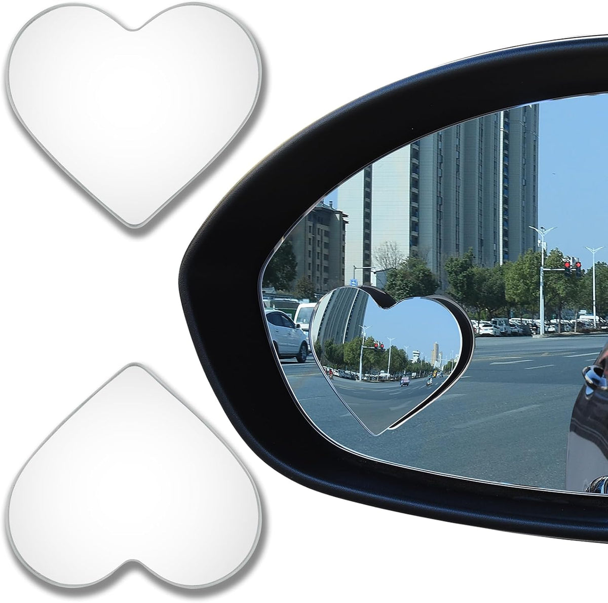 Upgrade HD Glass Wide Angle Blind Spot Mirror, Frameless 360 Adjustable Convex Rear View Mirror for Cars, Trucks and SUV - Big Fan Shaped 2pcs
