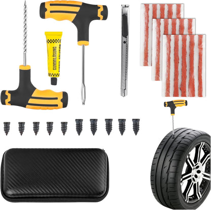 30PCS Car Tire Plug Kit,Essential Car Emergency Flat Tire Repair Kit Contains Drill/Rubber Repairs Screws/Cars Tires Repair Plugs,Professional Tubeless Tires Patch Kits for Cars