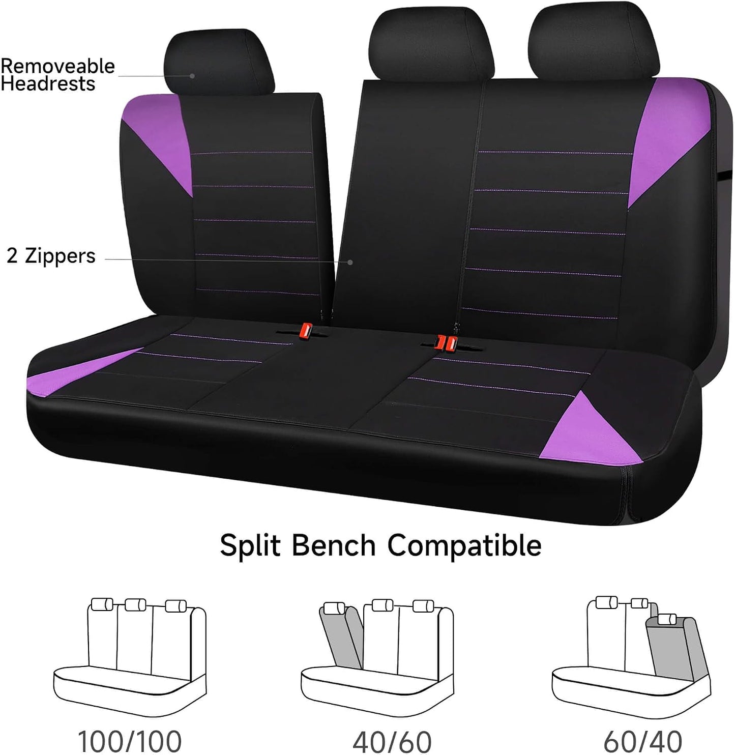 CAR PASS Waterproof Car Seat Covers Front Seats Only with 5mm Composite EVA, Neoprene Car Seat Cover with Separate Headrest Cover, Quick Setup Universal Fit for Car SUV Trucks,Airbag Compatible（Gray