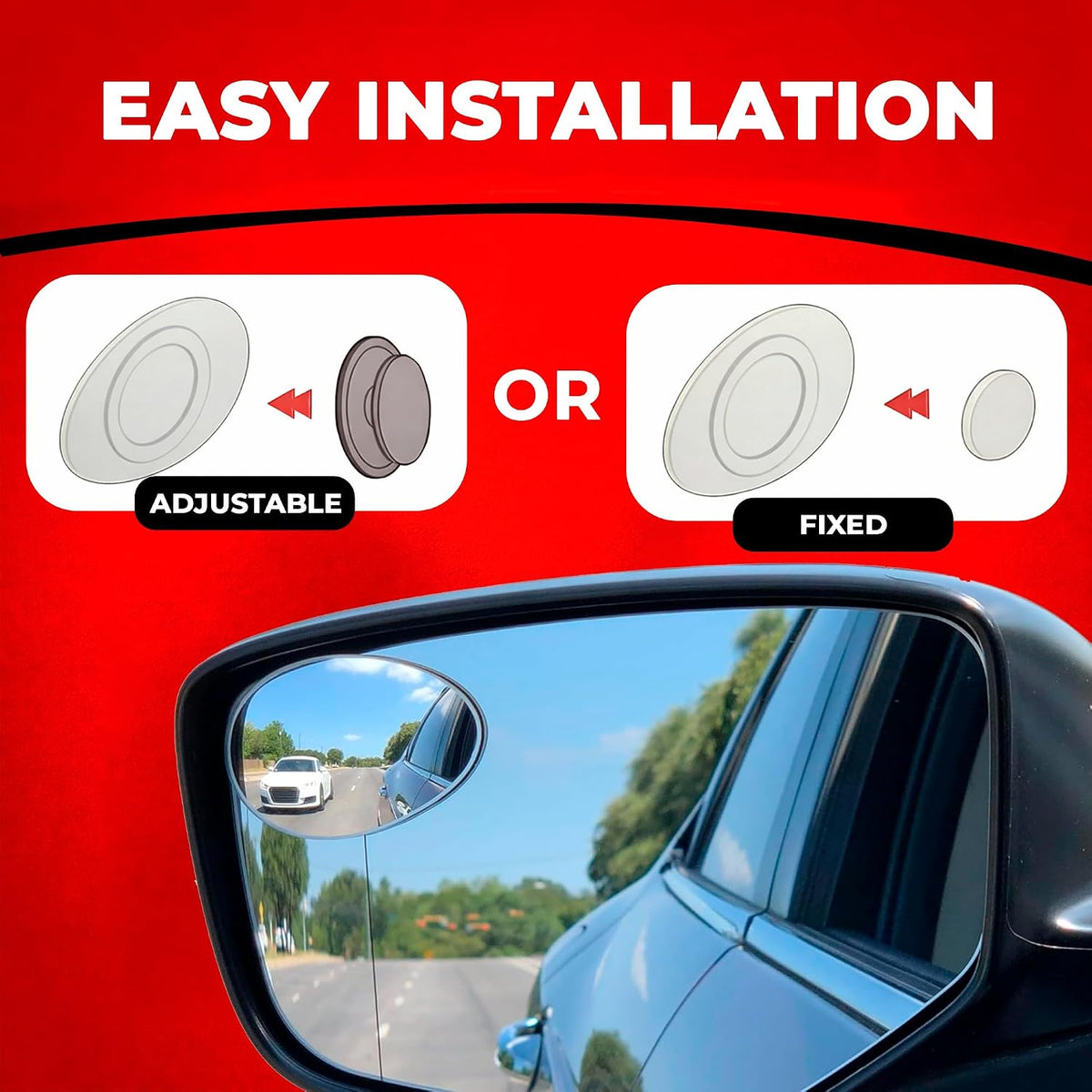 Blind Spot Convex Car Mirror - Rearview Accessories for Car Interior - Automotive Blindspot Mirrors for Larger Image and Improved Traffic Safety (2-Pack)