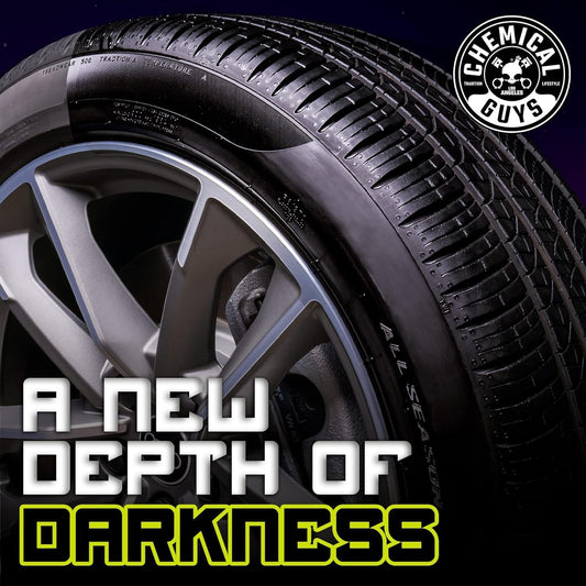 Chemical Guys Galactic Black Wet Look Tire Shine Dressing, 16 fl oz + Wonder Wave Durafoam Contoured Large Tire Dressing Applicator Pad, Pack of 2 - HOL457
