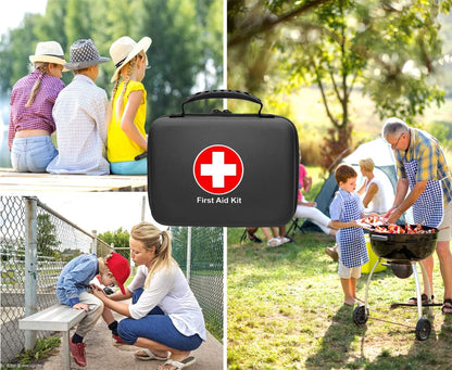 Compact First Aid Kit (228pcs) Designed for Family Emergency Care. Waterproof EVA Case and Bag is Ideal for The Car, Home, Boat, School, Camping, Hiking, Office, Sports. Protect Your Loved Ones. Red