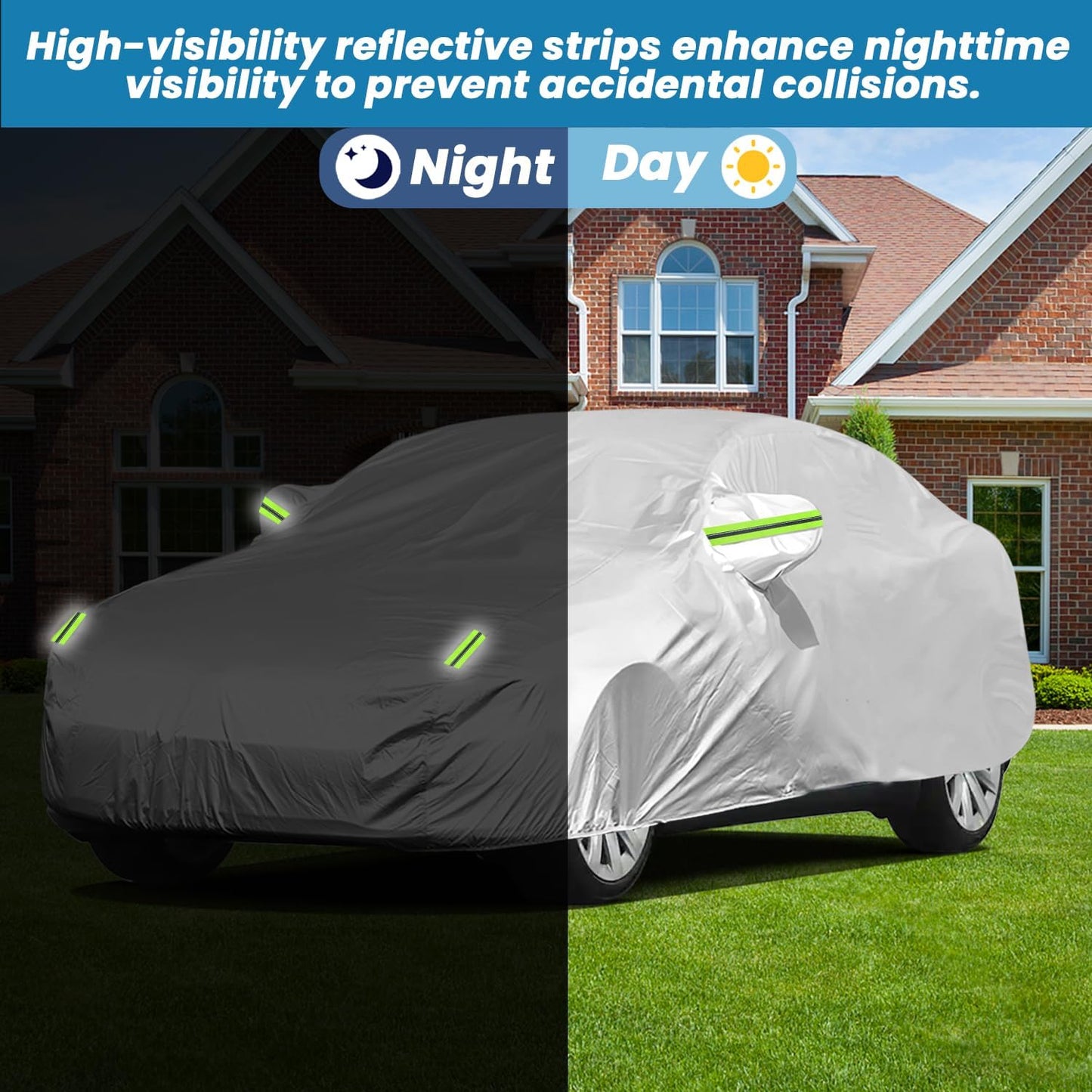 Car Cover, SUV Waterproof Car Covers for Automobiles All Weather Season UV Hail Protection Snowproof Full Car Cover, Outdoor Full Cover Universal Fit SUV Up to 190’’