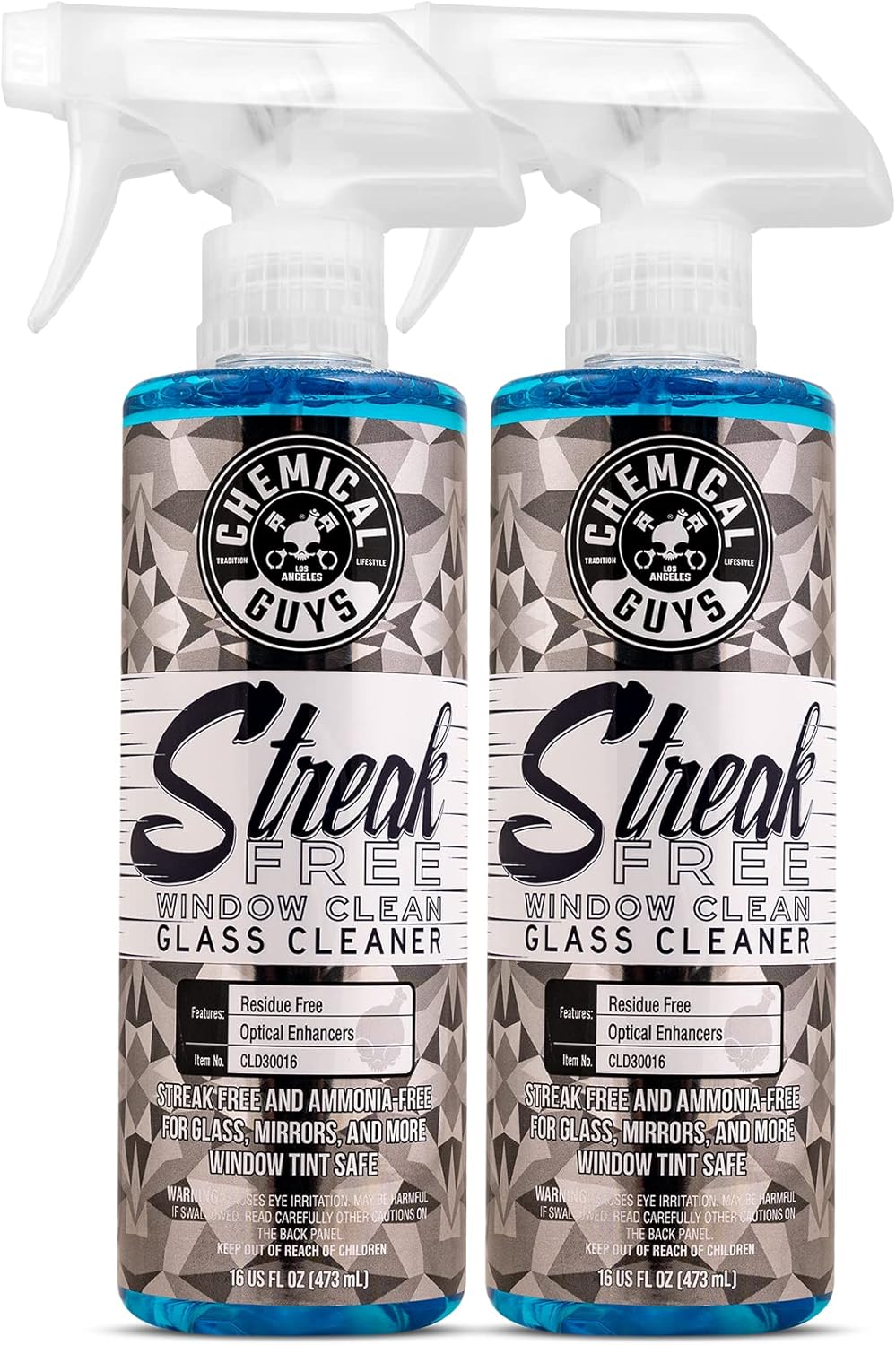 Chemical Guys Streak Free Glass and Window Cleaner - Works on Glass, Windows, Mirrors, and Screens, Ammonia-Free and Safe on Tinted Windows, for Cars, Trucks, SUVs, and Home Use - 16 oz