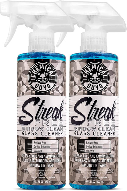 Chemical Guys Streak Free Glass and Window Cleaner - Works on Glass, Windows, Mirrors, and Screens, Ammonia-Free and Safe on Tinted Windows, for Cars, Trucks, SUVs, and Home Use - 16 oz