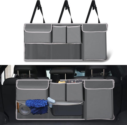 UYYE Trunk Hanging Organizer, Backseat Bag, Car Interior Accessories with 4 Pockets & 2 Mesh Pouches for Groceries, Will Provide More Storage Trunk Space for SUV, Jeep, MPVs