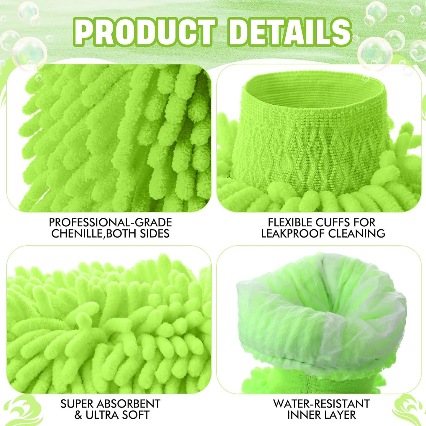24 Pack Car Wash Mitt Bulk Microfiber, 10'' x 8'' Chenille Car Wash Mitt Gloves, Scratch Free Double Sided No Lint No Marks for Truck SUV and All Vehicle Surfaces (Blue)