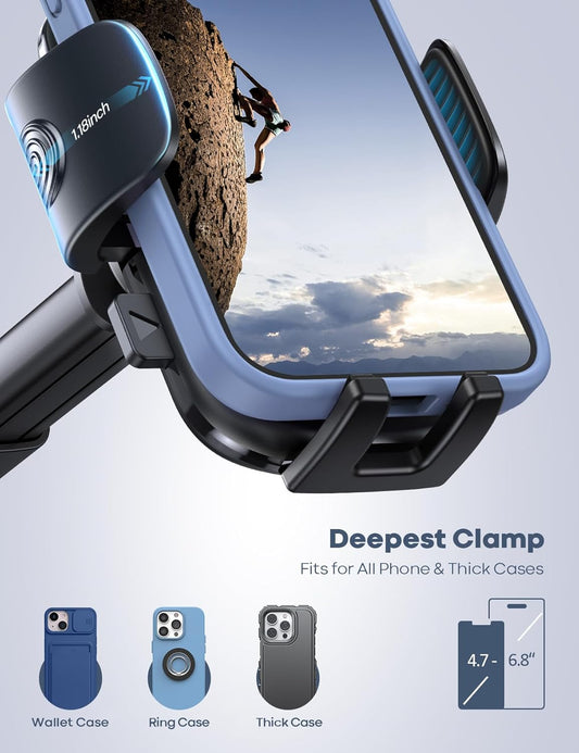 Lamicall Car Phone Holder - [Strongest Military-Grade Suction Cup] 360° Rotation Phone Holders for Your Car Quick Release Adjustable Phone Mount for Car Dashboard for iPhone 17 16 Pro Max Galaxy Truck