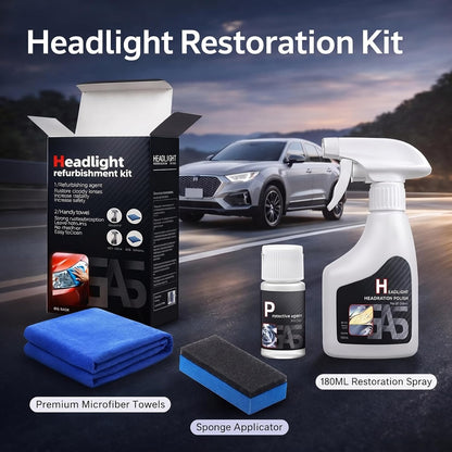 Headlight Restoration Kit Professional Ceramic Coating Headlight Cleaner for Used Car Renovation & Enhance Night Driving Safety for Families & DIY Beginners No Sanding UV Shield Lens Restorer