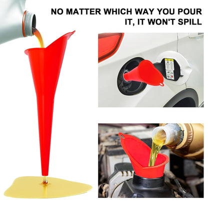 3-Pack Long-Neck Oil Funnels, 11" Multi-Purpose Funnels for Automotive & Motorcycle Use – Reusable Funnel for Oil, Gas & Transmission Fluid (Orange&Blue&Black)