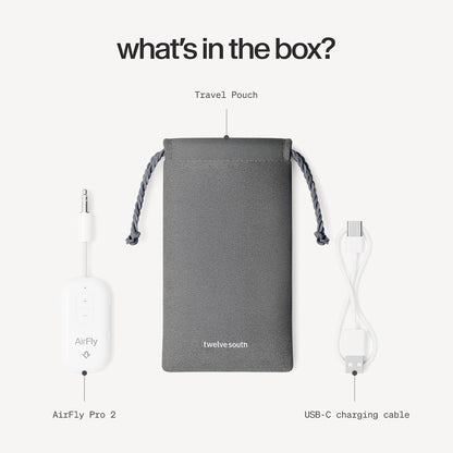 AirFly Pro 2 Deluxe – Bluetooth Adapter for Airplane, Pair 2 AirPods or Wireless Headphones – 3.5mm AUX Bluetooth Transmitter/Receiver for Cars, Boats, Treadmills, TVs – Airplane Travel Essentials