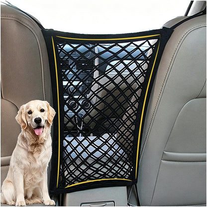 DYKESON Dog Car Net Barrier Pet Barrier with Car Mesh Organizer for Dog & Child, Safety Divider with Upgraded Storage Pouch, Easy Install for Cars & SUVs