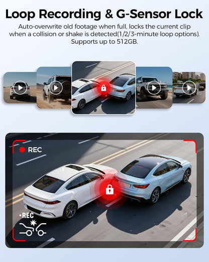 AZDOME M550 Max 4K 3 Channel Dash Cam, Dual STARVIS 2 Sensors, 4K+2.5K+1080P Front and Rear Inside Triple Car Camera, Built-in WiFi GPS, 64GB Card Included, IR Night Vision, Ride Share Accessories