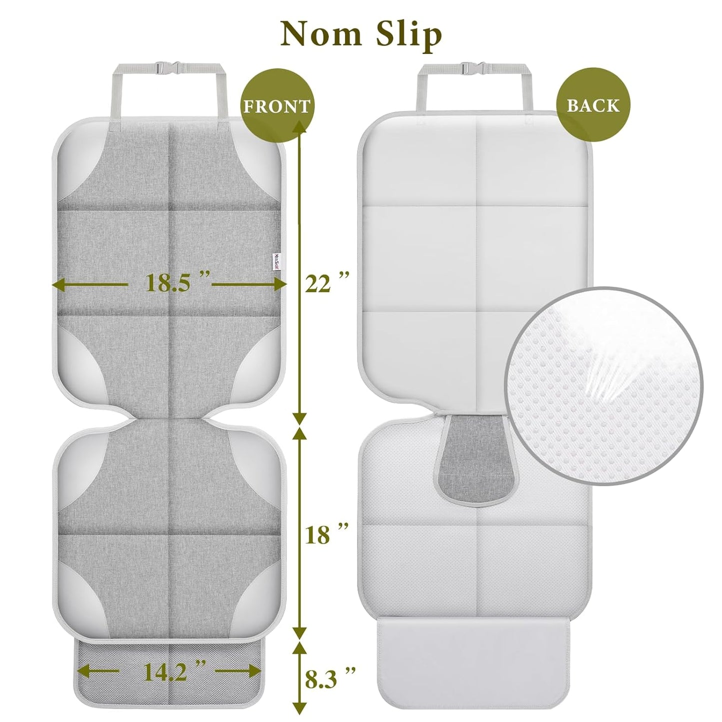 Meolsaek Car Seat Protector for Child Car Seat, Durable 600D Fabric Waterproof Car Seat Cover with Thick Pad Non-Slip Backing，No Imprints (Black 2pcs)