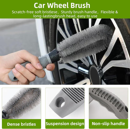 62" Car Wash Brush with Long Handle Chenille Microfiber Car Wash Mop Mitt, Wheel Brush, Windshield Window Squeegee, Car Duster Microfiber Towel, Gloves, for Cleaning Cars, RV, Truck, Boat