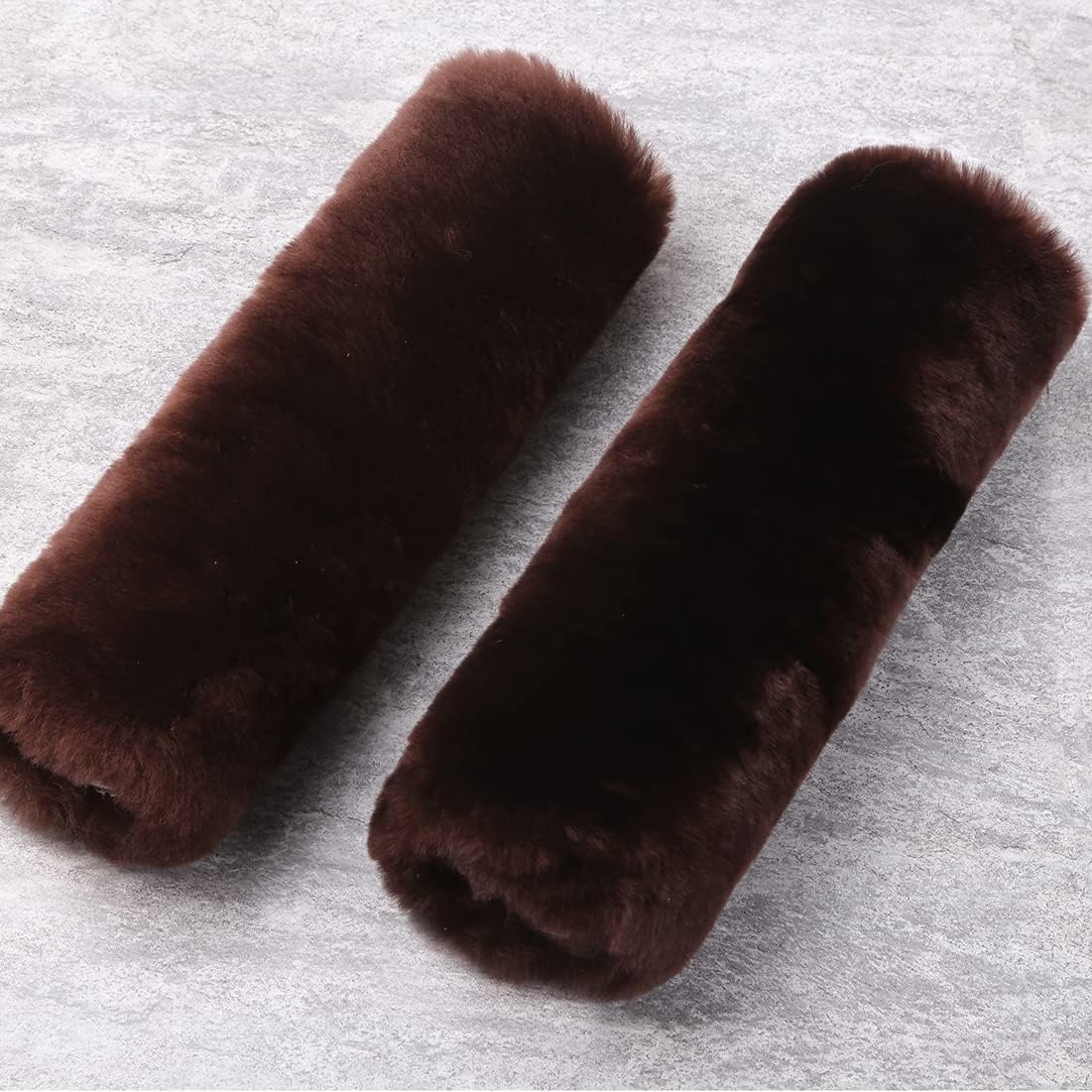 OGLAND Authentic Sheepskin Car Seat Belt Pad,2 Pack Soft Seat Belt Cover for Shoulder Pad Neck Cushion Protector Car Accessories by Genuine Natural Merino Wool (Misty Gray) - Colors A
