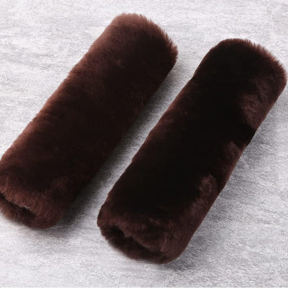 OGLAND Authentic Sheepskin Car Seat Belt Pad,2 Pack Soft Seat Belt Cover for Shoulder Pad Neck Cushion Protector Car Accessories by Genuine Natural Merino Wool (Misty Gray) - Colors A