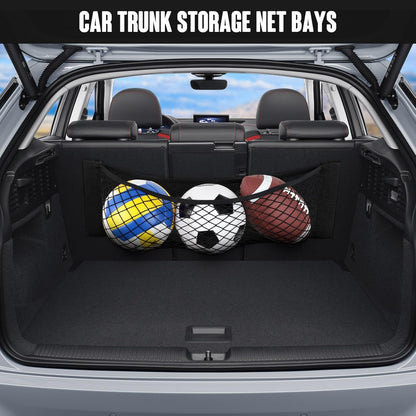 TOBWOLF Universal Mesh Cargo Net With Tape Stickers, 25x40cm / 9.8x15.7in, Elastic Car Storage Net, RV Netting Pocket, Wall Sticker Add-on Pouch Bag for Car Trunk
