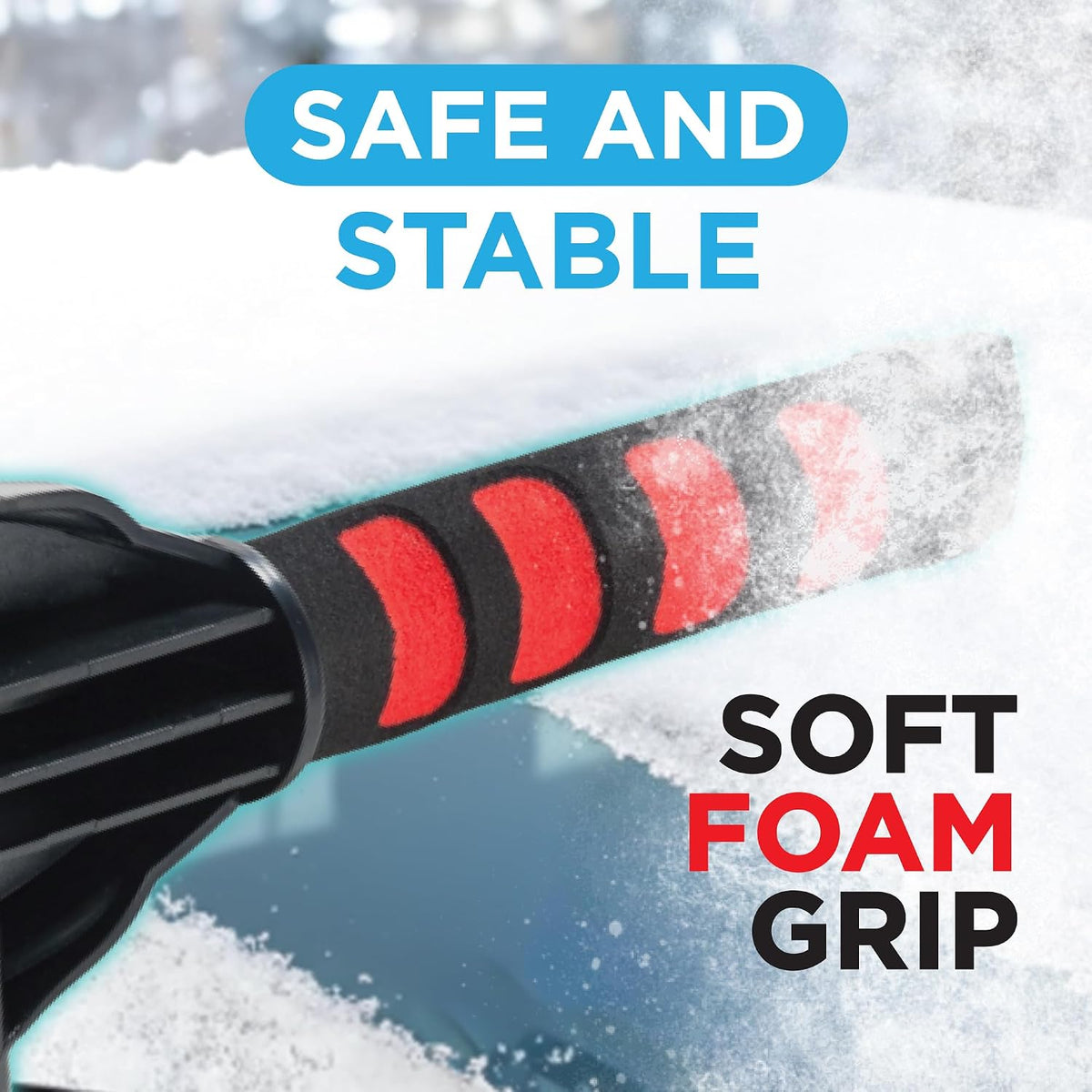 RevHeads Ice Scraper for Car Windshield with Snow Brush - Telescopic Handle to 28" - Brush End to Clear Snow, Chisel Side for Frost, Claw Side for ICY Chunks