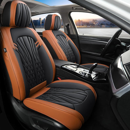 MINGBRON Leather Car Seat Covers,Car Seat Protector Waterproof,Seat Covers Full Set, Car Seat Protectors 5 Seats,Automotive Seat Covers Fit Most Cars Wine Red